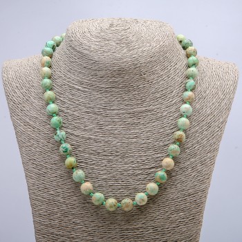 Natural amazonite necklace, smooth beads, 10 mm diameter, 46 cm length +