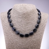 Necklace with Aventurine Stone (synthetic) 'Blue Sand' Cairo Night, Flat Oval, 13×18 mm, length 45 cm