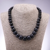 Synthetic Aventurine Stone Necklace 'Blue Sand Night of Cairo' with Graduated Rondelle Beads, 10x6 mm to 19x14 mm, 45 cm long