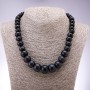 Synthetic Aventurine Stone Necklace 'Blue Sand Night of Cairo' with Graduated Rondelle Beads, 10x6 mm to 19x14 mm, 45 cm long