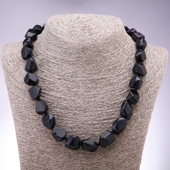 Clearance Aventurine Necklace (synthetic) 'Blue Sand of Cairo Night', faceted beads, 13×15 mm diameter, 50 cm length