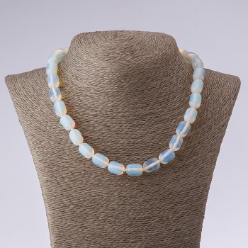 Moonstone Necklace 'Cylinder Barrel', length 45 cm, diameter 10x14 mm
