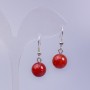 Red Jasper Earrings (Single) Smooth Bead, 12 mm Diameter, 3 cm Long