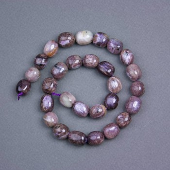 Charoite beads, natural stone, barrel shape, diameter 14×11 mm, on thread, length 40 cm+