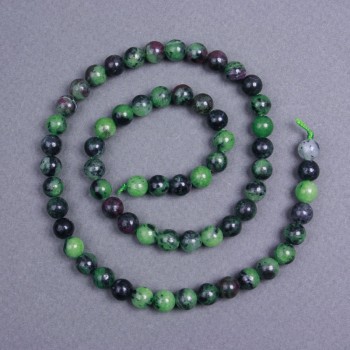 Zoisite Beads, Natural Stone, Smooth Round Beads, Diameter 6.5 mm, on a Thread, Length 40 cm