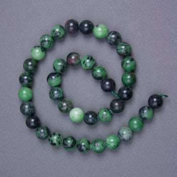 Zoisite Beads, Natural Stone, Smooth Round Bead, Diameter 10.5 mm ± on a thread, Length 39 cm ±