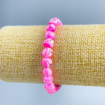 Bracelet Pink Mother-of-Pearl Faceted, 8x6 mm diameter, 18 cm length (stretch)