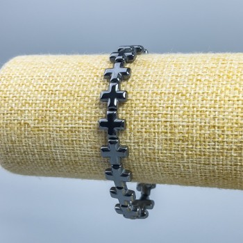 Hematite Cross Bracelet, diameter 10x10x4 mm ±, length 18 cm (stretch)