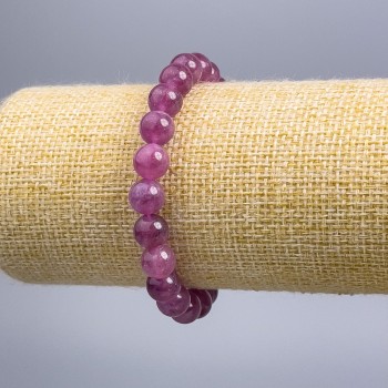 Rubellite Tourmaline Bracelet, natural stone, smooth beads, 8.5 mm diameter, 18 cm length (stretch)