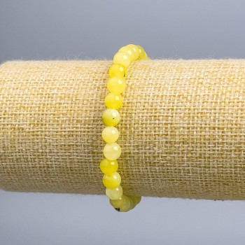 Браслет Тонований кварц Волосатик гладка кулька, діаметр 6, 5мм+-, довжина 18см (стрейч)