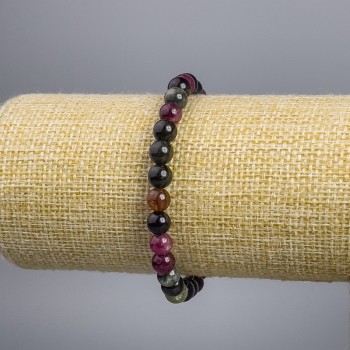 Bracelet made of artificial tourmaline with smooth beads, 6 mm diameter, 18 cm length (stretch)