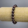 Garnet bracelet, natural stone, smooth bead, 10 mm diameter, 18 cm length, stretch