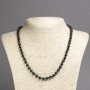 Natural Black Tourmaline Necklace with Smooth Beads, 6 mm Diameter, 45 cm Length