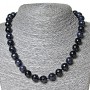 Necklace Aventurine (Synthetic) 'Night of Cairo', Blue Sand, 12mm Faceted Bead, 46 cm