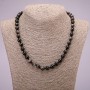Natural stone necklace: Silvery Obsidian smooth beads, 8(±)mm diameter, 45 cm length +