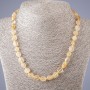 Natural Stone Rutilated Quartz Necklace - Golden 'Hairy' Coin Beads, 47 cm length, 5-10 mm diameter