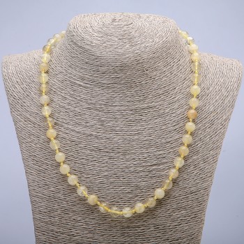 Citrine Necklace with Smooth Beads, 8 mm Diameter, 45 cm Length +