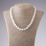 White Cat's-Eye Bead Necklace, Pearl-like Smooth Beads, 10mm Diameter, 45cm Length