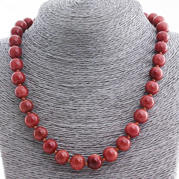 Aventurine Beads (Synthetic) 'Golden Sand' Necklace - 12mm Beads, 50 cm Long