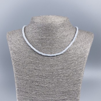 Choker necklace made of natural mother-of-pearl (toned) cool white smooth rondel beads, 4x2 mm, length 48 cm ±