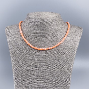 Natural Mother-of-Pearl Carrot-Colored Choker Necklace, Smooth Rondelle Beads, 4x2 mm, 48 cm