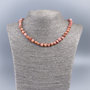 Necklace of natural mother-of-pearl (toned) terracotta chip beads, 8mm diameter, 50 cm long