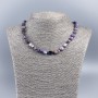 Charoite natural stone necklace, faceted beads, bead diameter 10x12 mm, length 48 cm