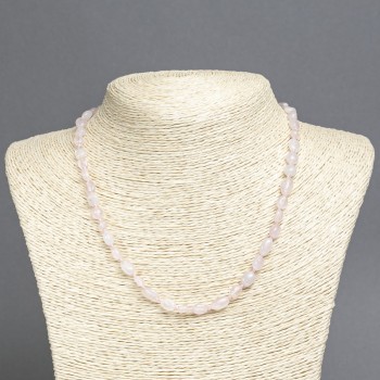 Natural Stone Necklace Pink Quartz faceting, diameter 8x6 mm+-, length 45 cm+