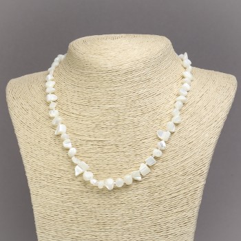 Natural mother-of-pearl chip necklace, 8×7 mm diameter, length 45 cm