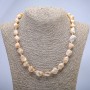 Natural beige mother-of-pearl necklace with texturing, bead size 19×12 mm, length 45 cm +/-