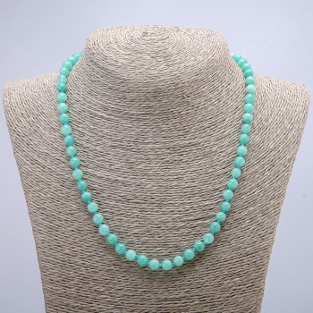 Natural Jadeite Necklace with Smooth Bead, 6 mm Diameter, 46 cm Length