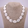 Chalcedony Necklace, natural stone, oval 25×18 mm, length 45 cm +