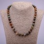 Beaded jasper necklace, smooth beads, diameter 10 mm, length 45 cm