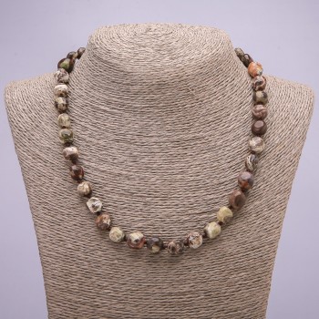 Beaded necklace of Picasso Jasper, tumbled, diameter 8×10 mm, length 48 cm