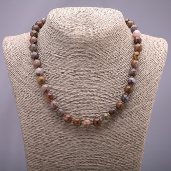 Pietersite Natural Stone Necklace with Smooth Beads, 10 mm Diameter, 45 cm Length