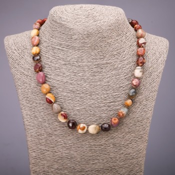 Natural Mookaite Jasper Necklace, tumbled, bead diameter 8x13 (+/-) mm, length 48 cm