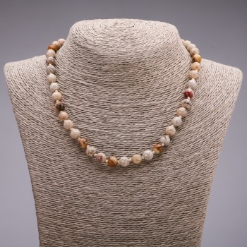 Natural Jasper Necklace with Landscape Jasper faceted beads, 8 mm diameter, 45 cm length