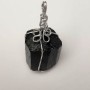 Pendant with natural Tourmaline Schorl, 27x16 mm +/- silver-tone setting, shape may vary