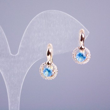 Xuping Earrings 18K Gold Plating with White and Blue Stones 17x9mm+