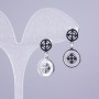 Xuping Rhodium-plated Stud Earrings with Mother-of-Pearl Inlays — Circle, diameters 12 mm ±, 8 mm ±, length 25 mm ±