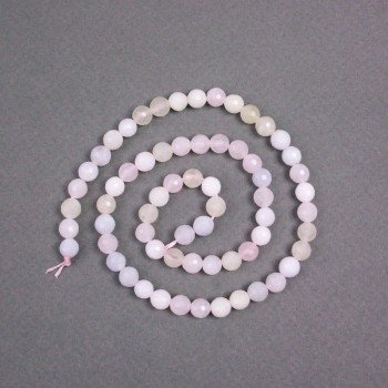 Morganite beads on thread, natural stone, faceted spheres, 6mm diameter ±, 38cm length ±