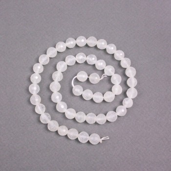 Beads on a thread - Rock crystal natural stone faceted bead, 8 mm diameter ±, length 39 cm ±