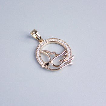 Pendant Xuping 18K Gold Plating Dove with White Crystals, 19mm diameter+