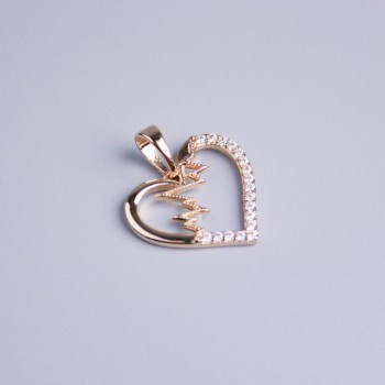 Xuping Pendant with 18K Gold Plating, Heart with White Crystals, diameter 13x18mm+