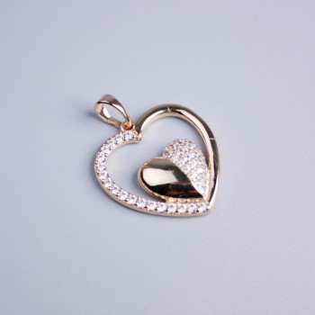 Xuping Pendant 18K Gold Plating Heart with White Crystals, diameter 20x22 mm+