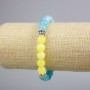 Bracelet "Ukraine" Aquamarine (imitation), Citrine (imitation) smooth beads, diameter 8.5 mm, length 18 cm ± (stretch)