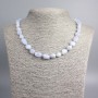 Aquamarine necklace, natural stone, faceted beads, diameter 12x9-8x7 mm +-, length 48 cm +