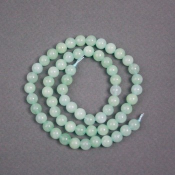 Amazonite Beads on Thread, Natural Stone, Smooth Beads, Diameter 6.5 mm, Length 38 cm
