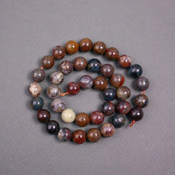Petersite Beads on Thread, Natural Stone, Smooth Round Bead, Diameter 10mm ±, Length 38cm ±