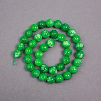 Chrysoprase Beads on Thread, Smooth Round, 10 mm Diameter, 39 cm Length